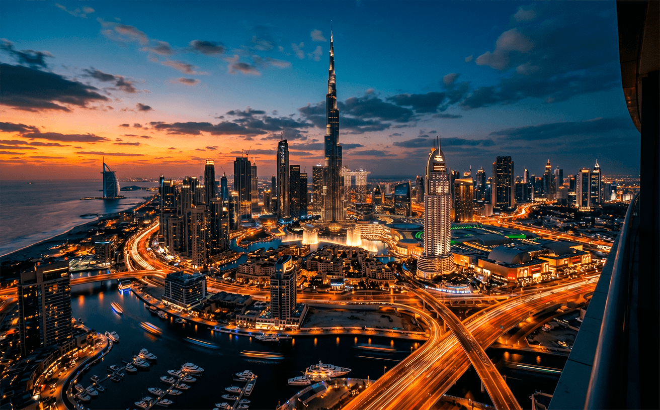 Dubai architectural skyline panorama